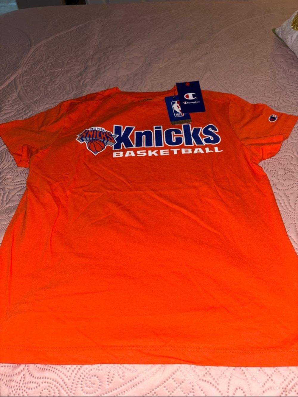 Champion Knicks Basketball Orange Graphic Tee